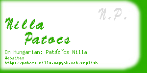 nilla patocs business card